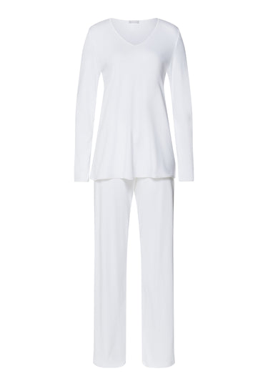 Cotton Silk V-Neck Cotton Pajama Set | White 74816-101
